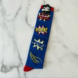 K. Bell Girl Power Pow Bam blue red yellow white knee high socks